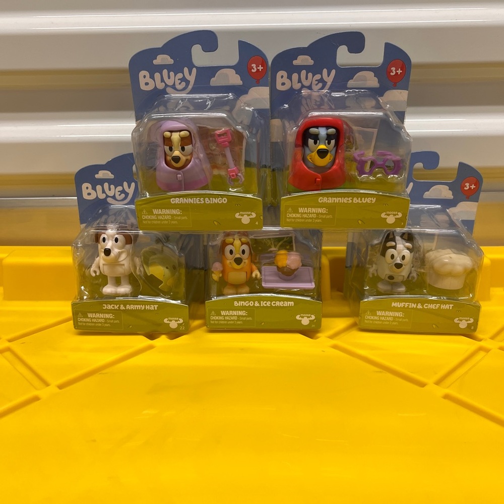 Lot of 5 Bingo & Ice Cream Bluey Story Starter Jack & Army Hat Muffin & Chef Hat